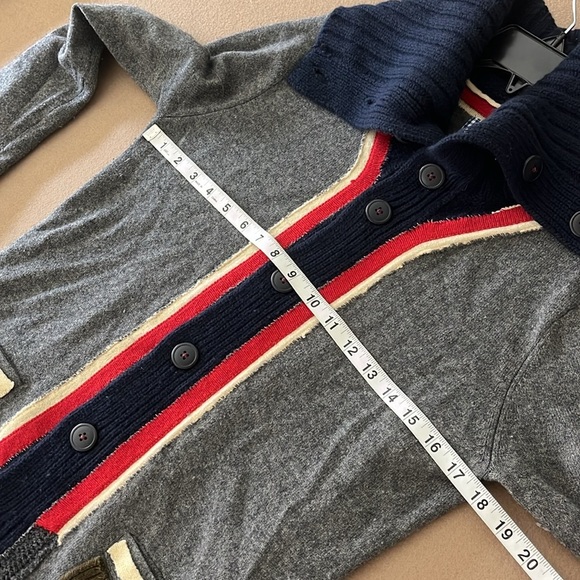 WENDI REED Cashmere Turtleneck Cardigan Striped Colored Placket - Size 1 (Small) - Picture 8 of 10